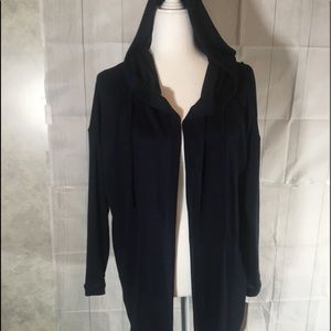 Sonoma lightweight hooded sweater drop front navy